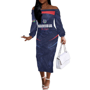 Namibia Cricket Custom Off The Shoulder Long Sleeve Dress Come On Eagles