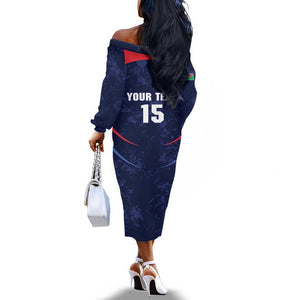 Namibia Cricket Custom Off The Shoulder Long Sleeve Dress Come On Eagles