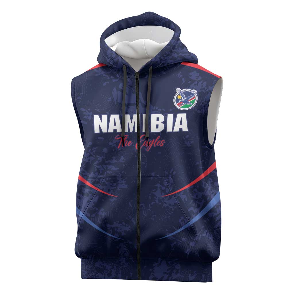 Namibia Cricket Custom Sleeveless Zip Hoodie Come On Eagles