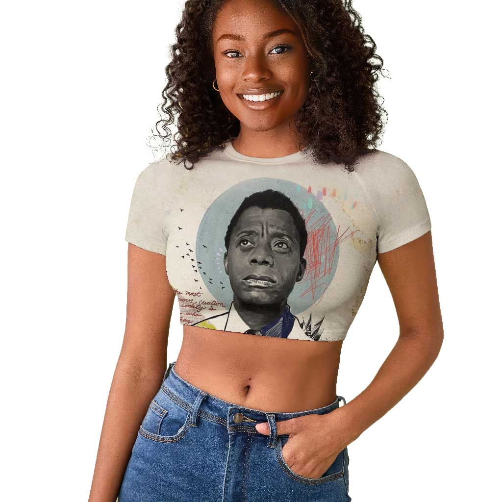 James Baldwin Raglan Cropped T shirt Civil Rights Writer