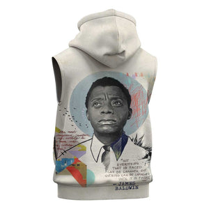 James Baldwin Sleeveless Zip Hoodie Civil Rights Writer