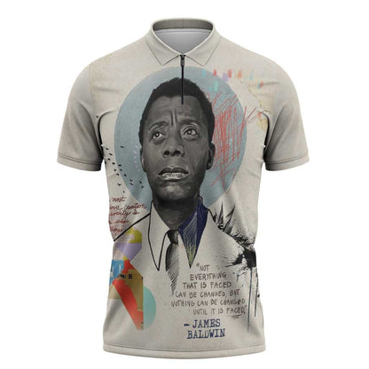 James Baldwin Zipper Polo Shirt Civil Rights Writer