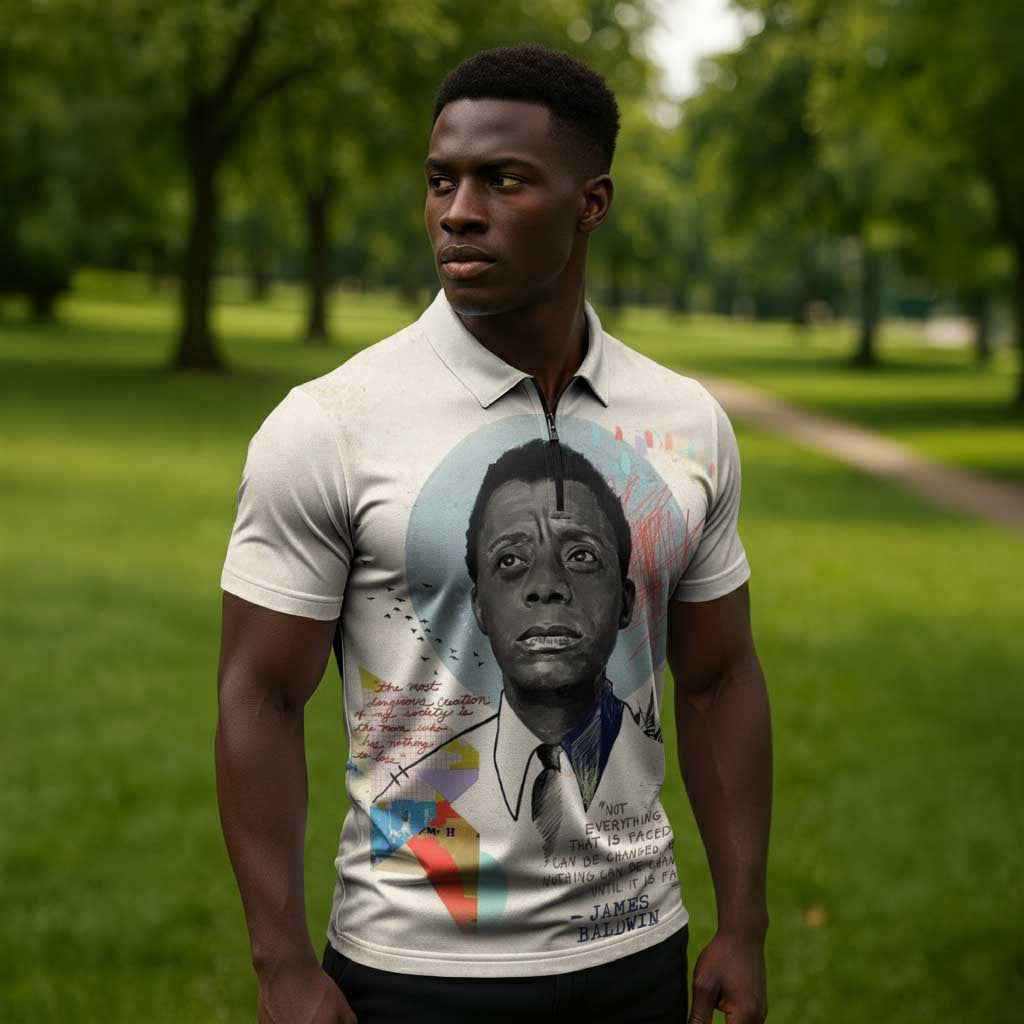 James Baldwin Zipper Polo Shirt Civil Rights Writer
