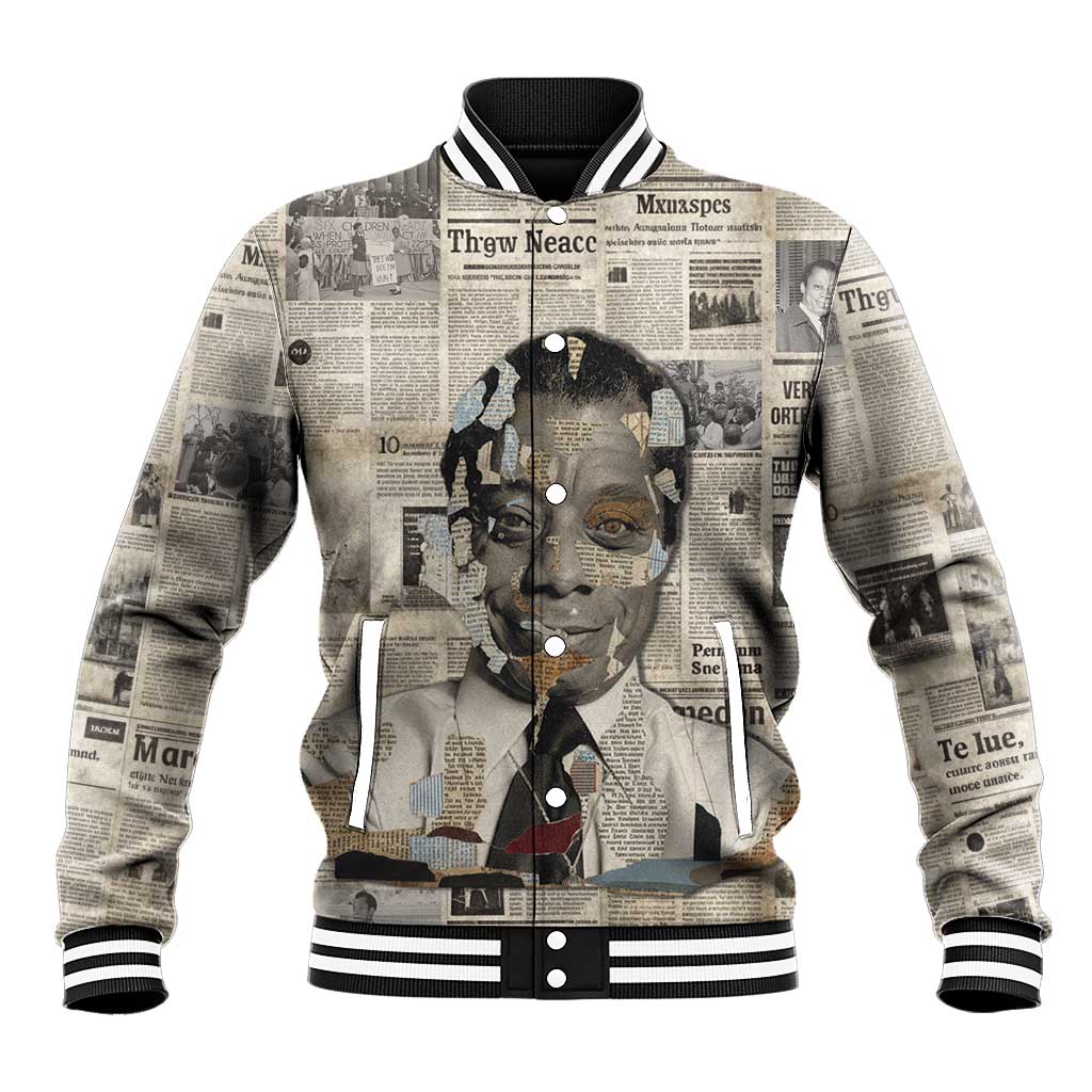 James Baldwin Baseball Jacket Vintage Newspaper Style