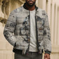 James Baldwin Bomber Puffer Jacket Vintage Newspaper Style