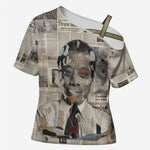 James Baldwin Cross Shoulder Shirt Vintage Newspaper Style