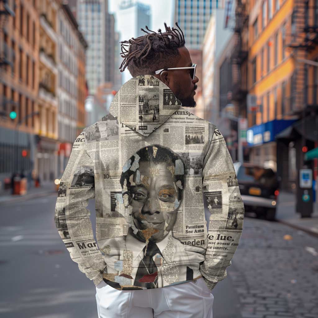 James Baldwin Hoodie Vintage Newspaper Style