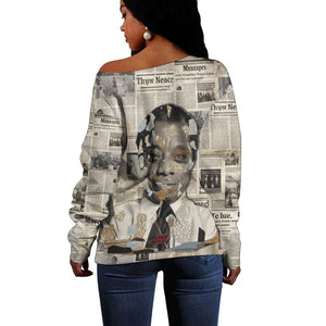 James Baldwin Off Shoulder Sweater Vintage Newspaper Style