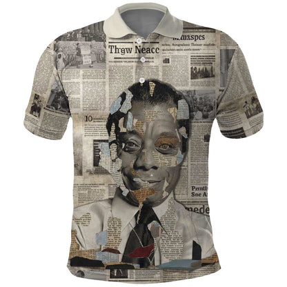 James Baldwin Polo Shirt Vintage Newspaper Style