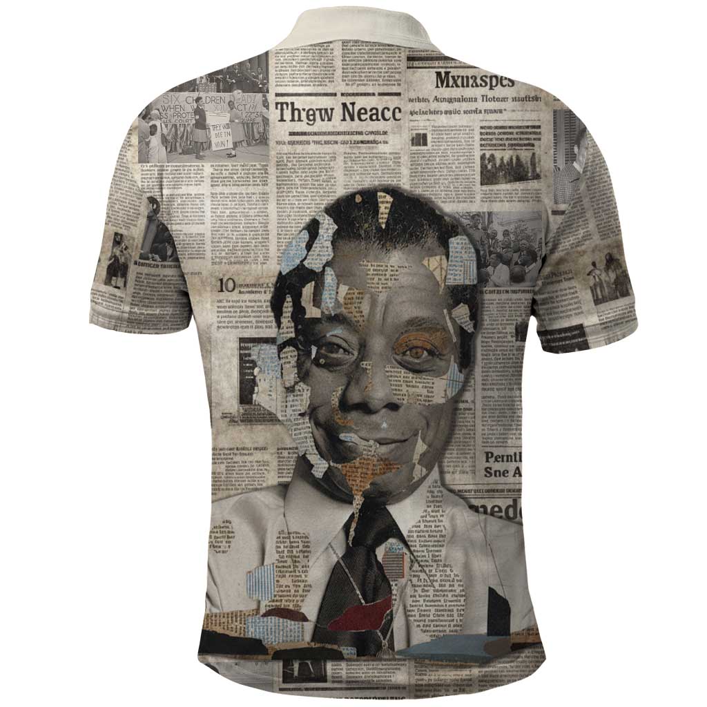 James Baldwin Polo Shirt Vintage Newspaper Style