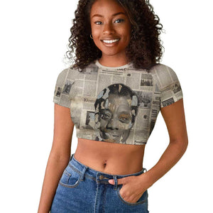 James Baldwin Raglan Cropped T shirt Vintage Newspaper Style