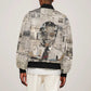 James Baldwin Sleeve Zip Bomber Jacket Vintage Newspaper Style
