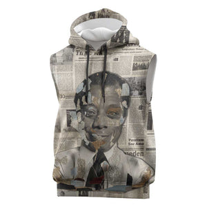 James Baldwin Sleeveless Hoodie Vintage Newspaper Style