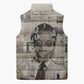 James Baldwin Sleeveless Puffer Jacket Vintage Newspaper Style