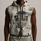 James Baldwin Sleeveless Zip Hoodie Vintage Newspaper Style
