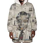 James Baldwin Wearable Blanket Hoodie Vintage Newspaper Style