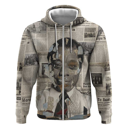 James Baldwin Zip Hoodie Vintage Newspaper Style