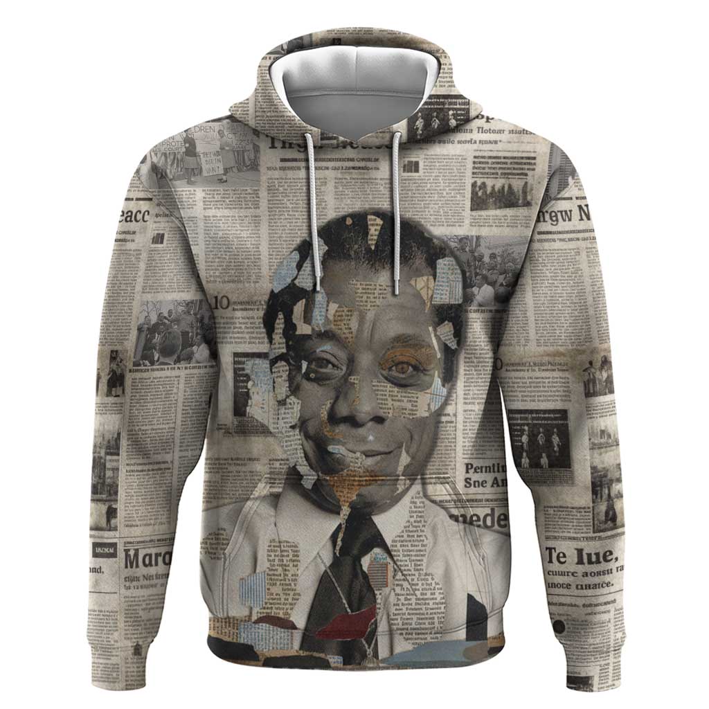 James Baldwin Zip Hoodie Vintage Newspaper Style