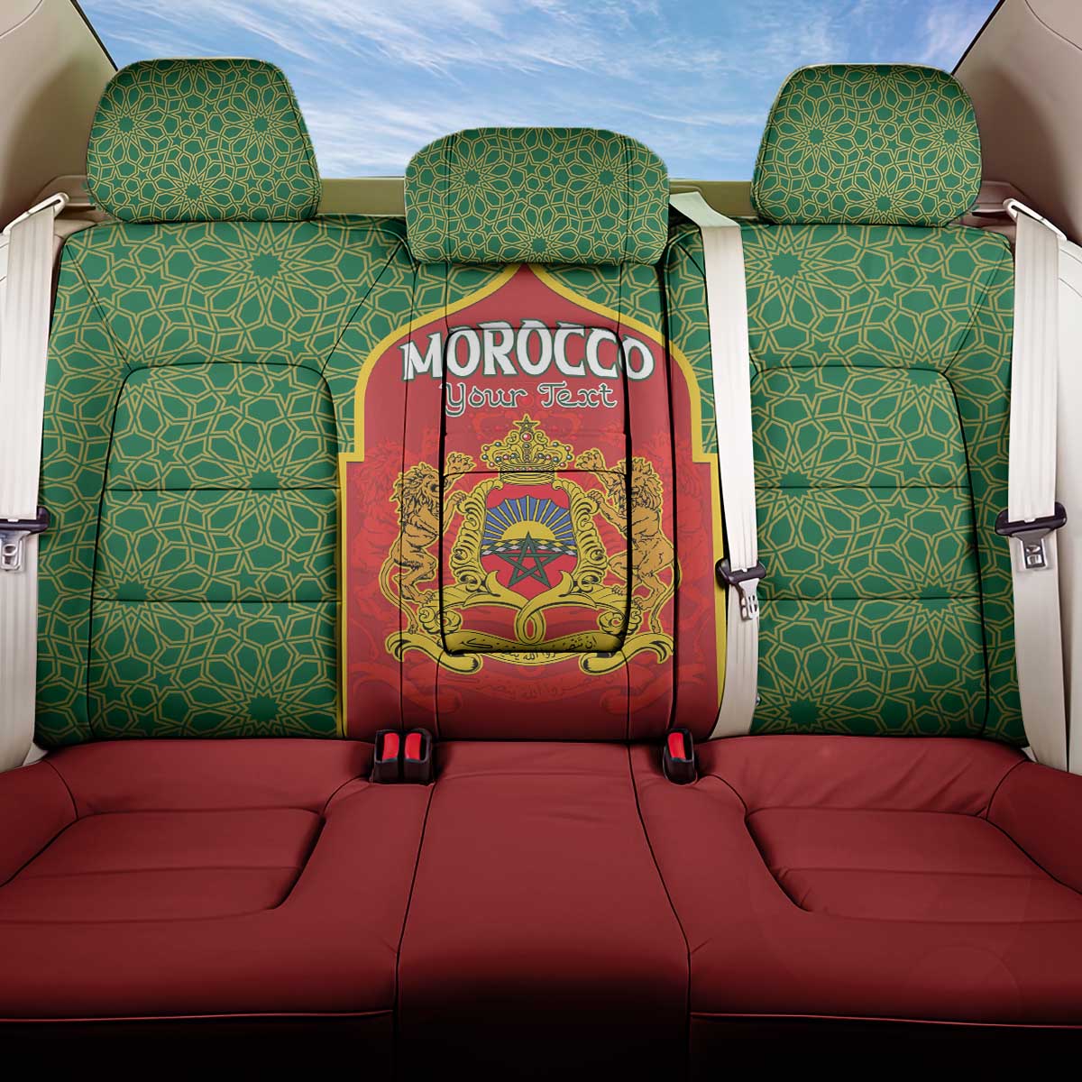 Personalized Morocco Fete du Trone Back Car Seat Cover King Lion