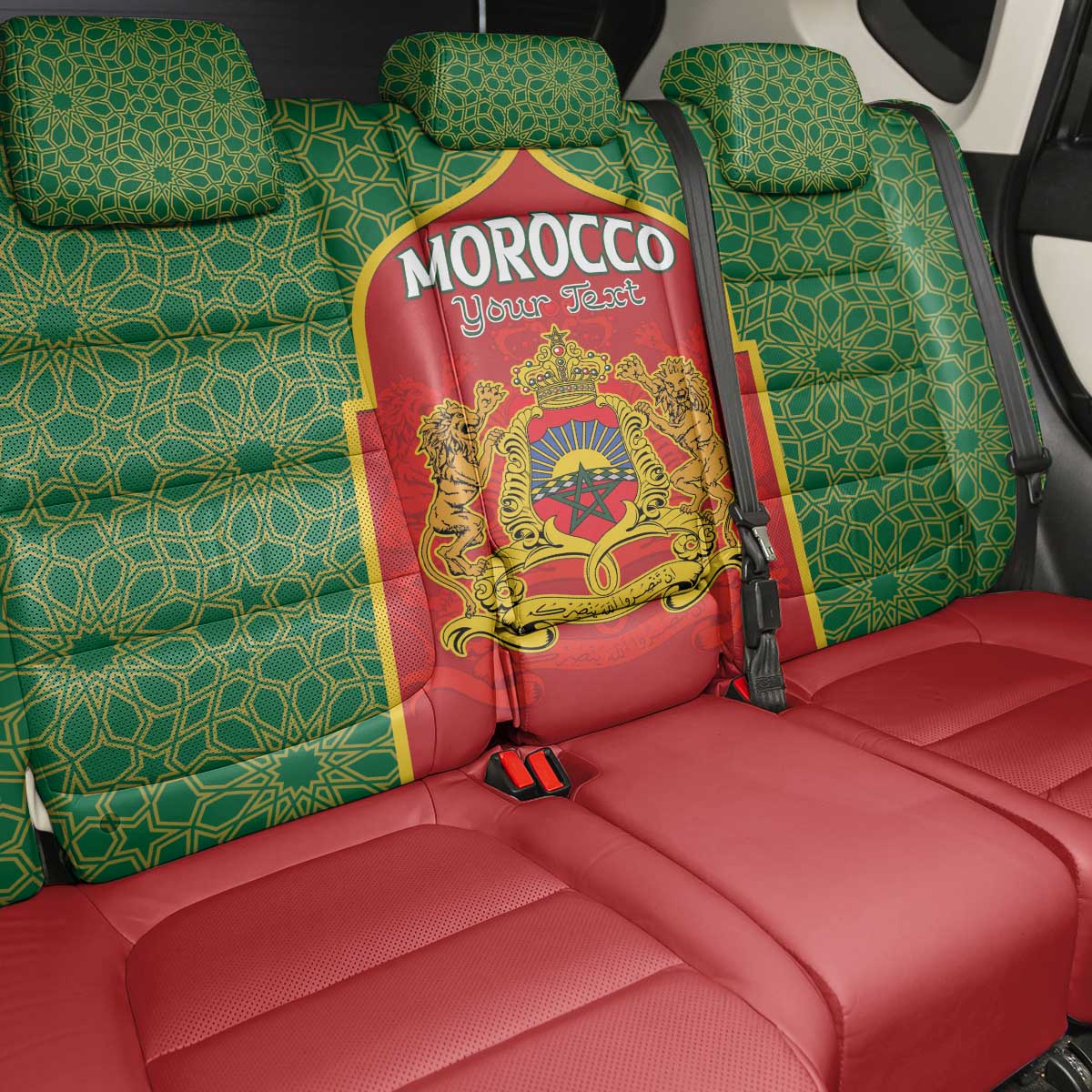 Personalized Morocco Fete du Trone Back Car Seat Cover King Lion