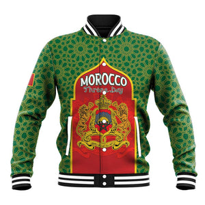 Personalized Morocco Fete du Trone Baseball Jacket King Lion