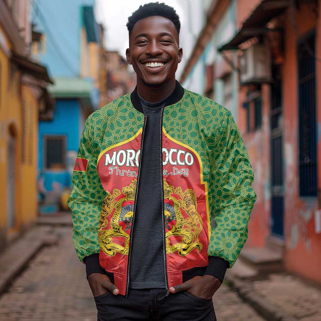 Personalized Morocco Fete du Trone Bomber Jacket King Lion