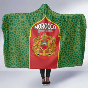 Personalized Morocco Fete du Trone Hooded Blanket King Lion