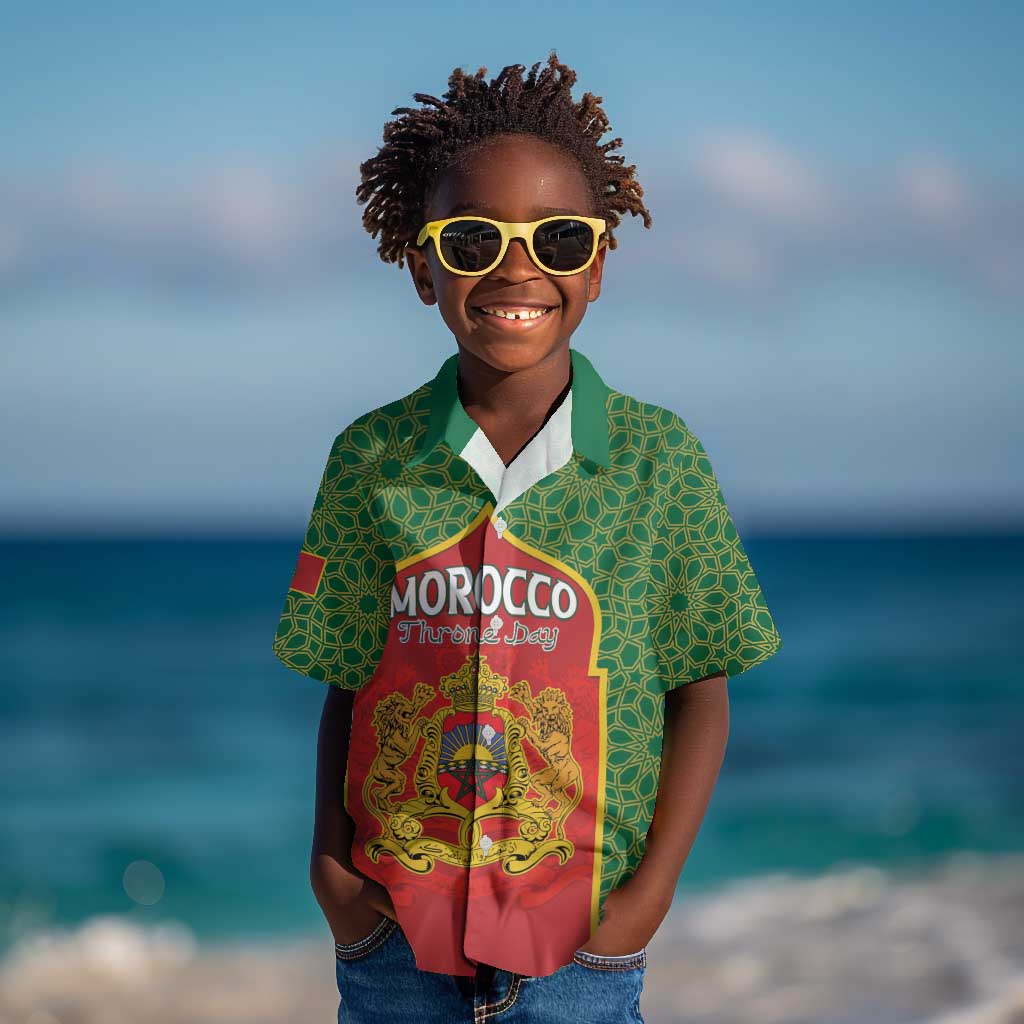 Personalized Morocco Fete du Trone Kid Hawaiian Shirt King Lion