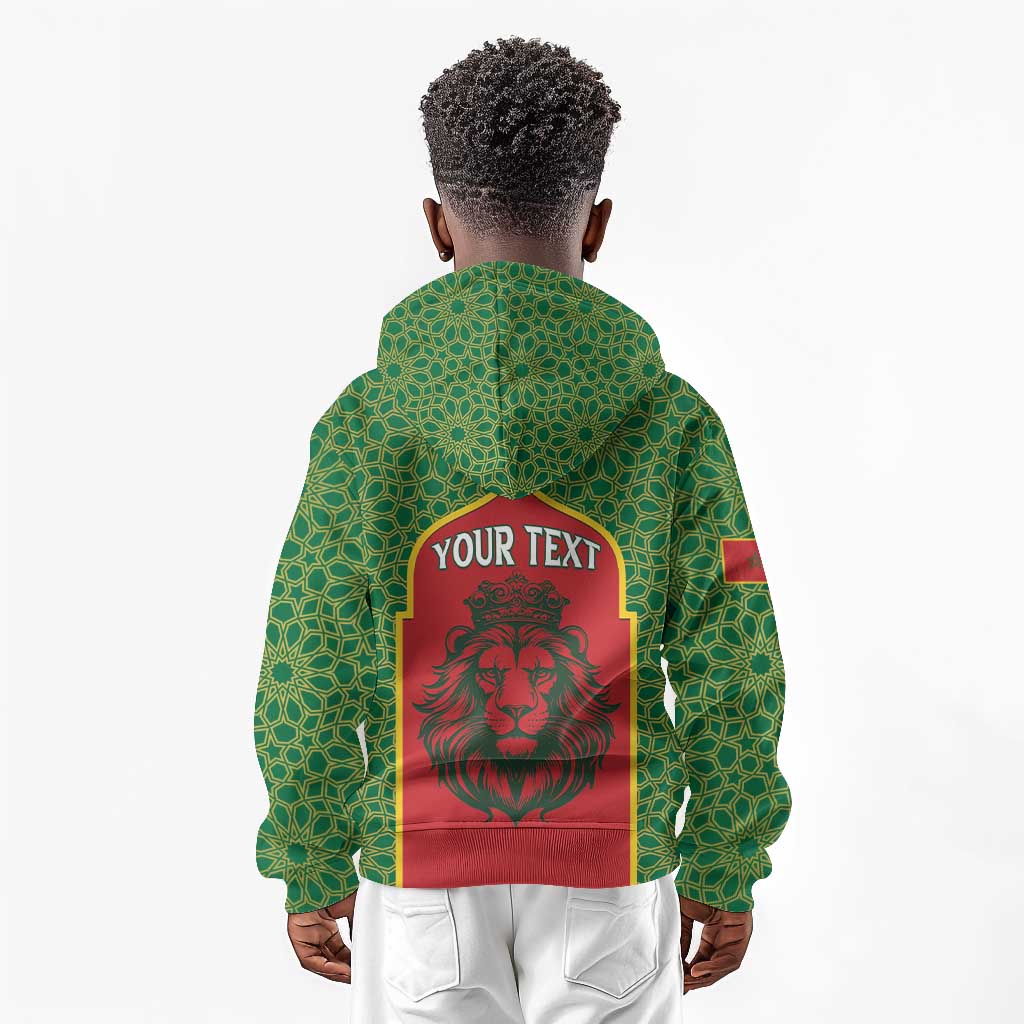 Personalized Morocco Fete du Trone Kid Hoodie King Lion