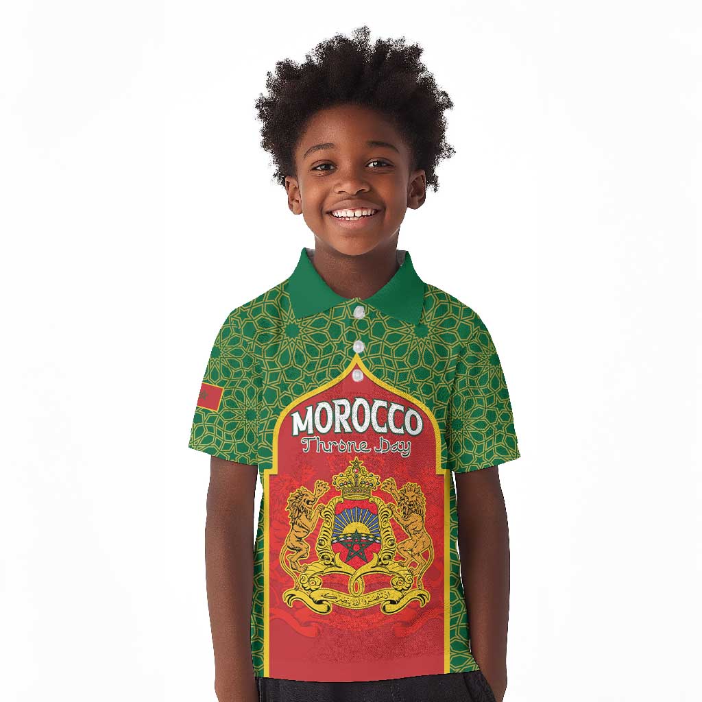 Personalized Morocco Fete du Trone Kid Polo Shirt King Lion