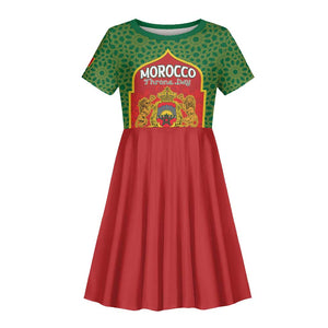 Personalized Morocco Fete du Trone Kid Short Sleeve Dress King Lion