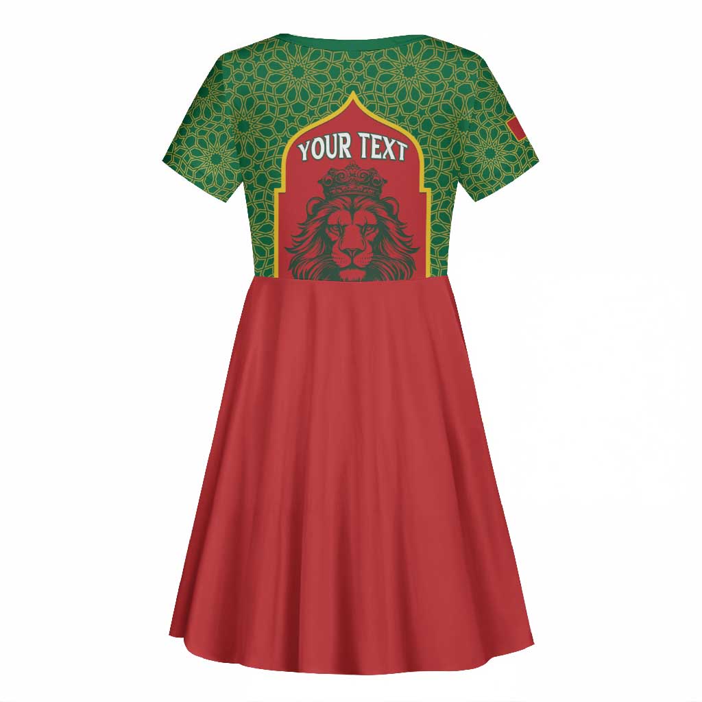 Personalized Morocco Fete du Trone Kid Short Sleeve Dress King Lion