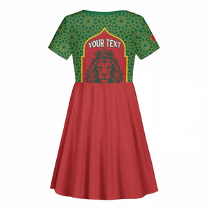 Personalized Morocco Fete du Trone Kid Short Sleeve Dress King Lion