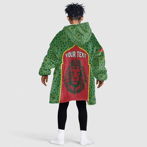 Personalized Morocco Fete du Trone Kid Wearable Blanket Hoodie King Lion