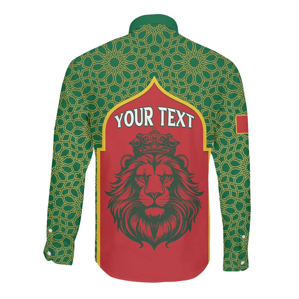 Personalized Morocco Fete du Trone Long Sleeve Button Shirt King Lion