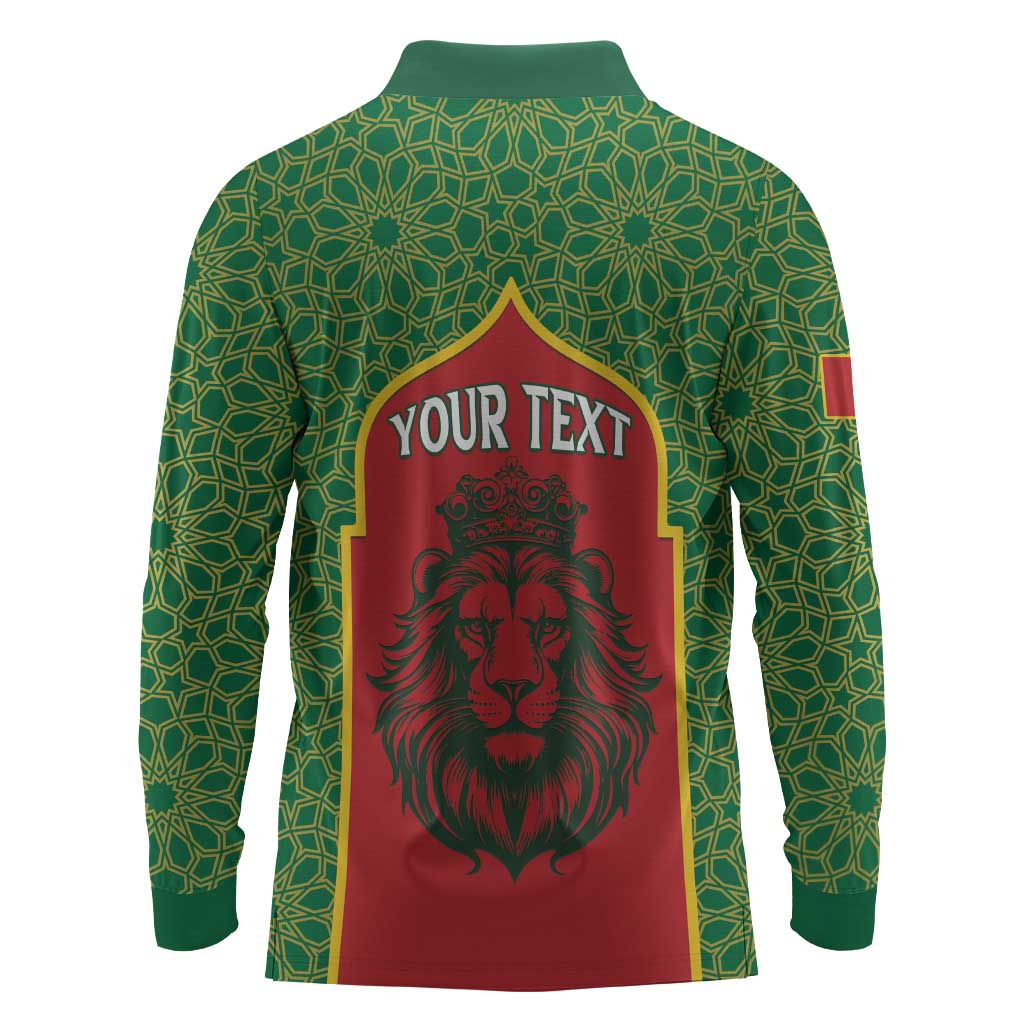 Personalized Morocco Fete du Trone Long Sleeve Polo Shirt King Lion