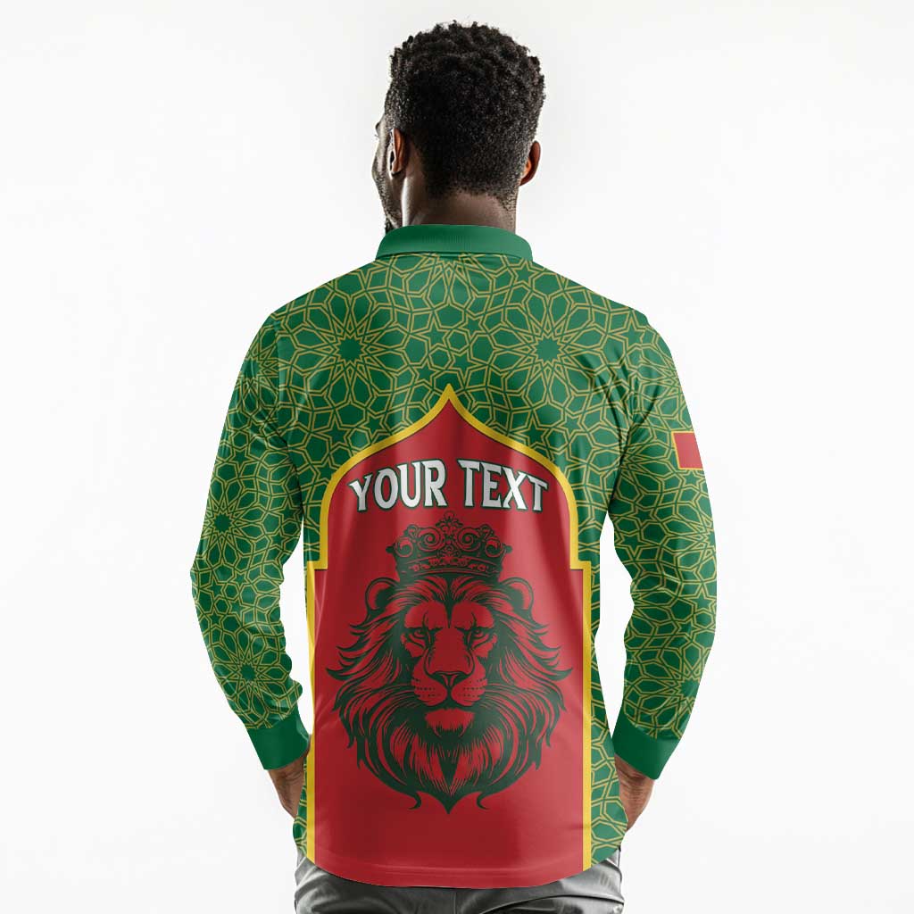 Personalized Morocco Fete du Trone Long Sleeve Polo Shirt King Lion
