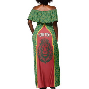 Personalized Morocco Fete du Trone Off Shoulder Maxi Dress King Lion