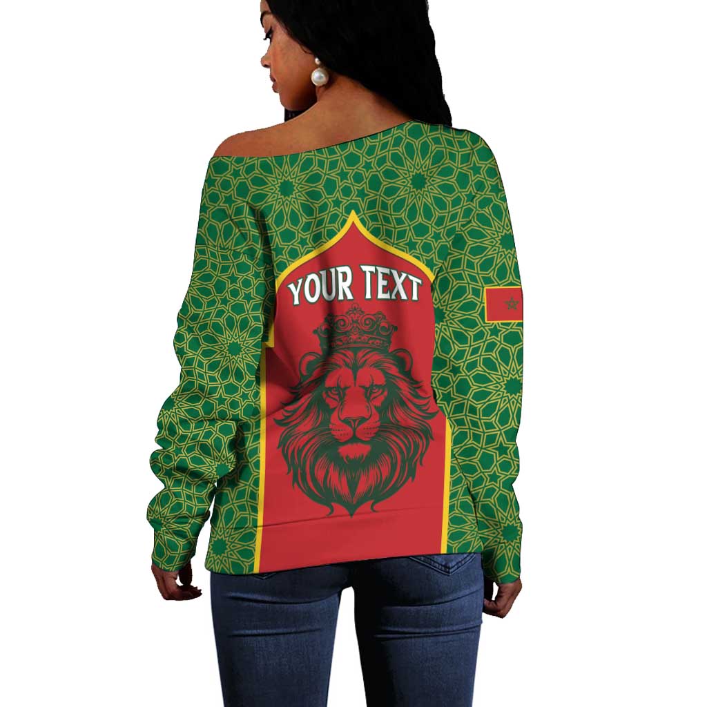 Personalized Morocco Fete du Trone Off Shoulder Sweater King Lion