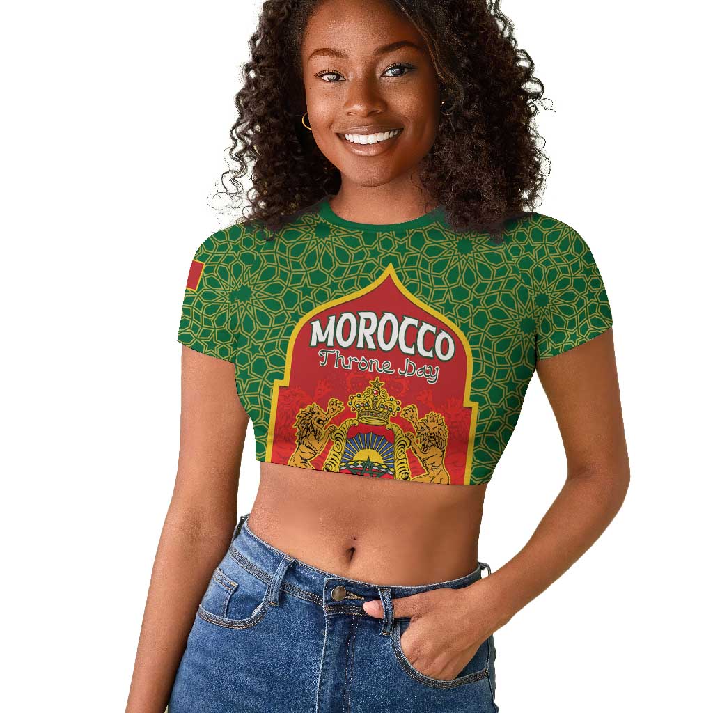 Personalized Morocco Fete du Trone Raglan Cropped T shirt King Lion
