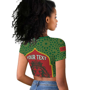 Personalized Morocco Fete du Trone Raglan Cropped T shirt King Lion