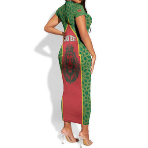 Personalized Morocco Fete du Trone Short Sleeve Bodycon Dress King Lion LT15