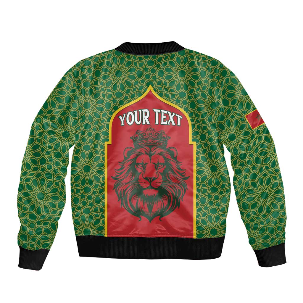 Personalized Morocco Fete du Trone Sleeve Zip Bomber Jacket King Lion