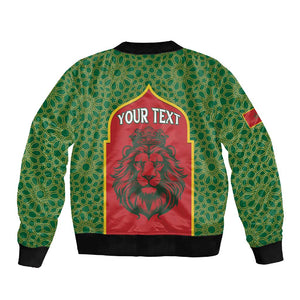 Personalized Morocco Fete du Trone Sleeve Zip Bomber Jacket King Lion