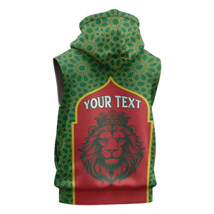 Personalized Morocco Fete du Trone Sleeveless Hoodie King Lion - African Pride