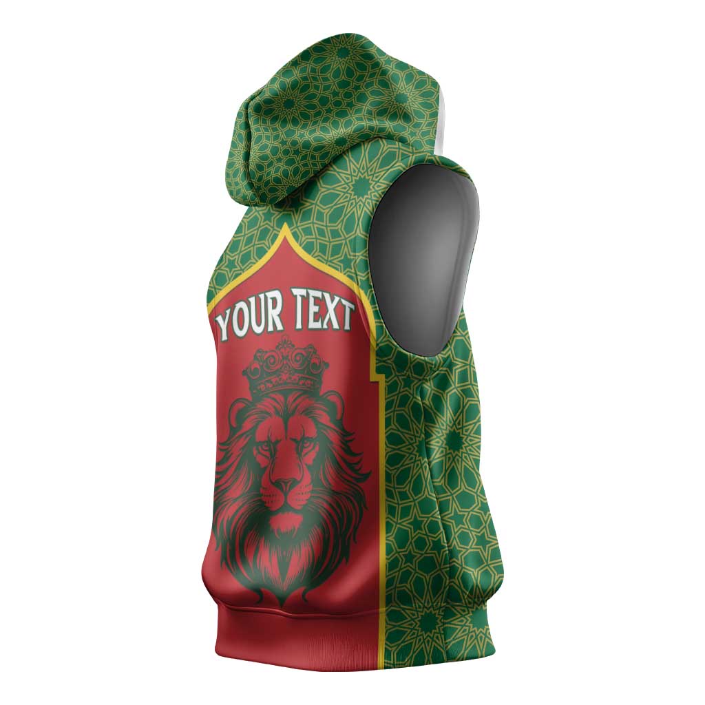 Personalized Morocco Fete du Trone Sleeveless Hoodie King Lion - African Pride