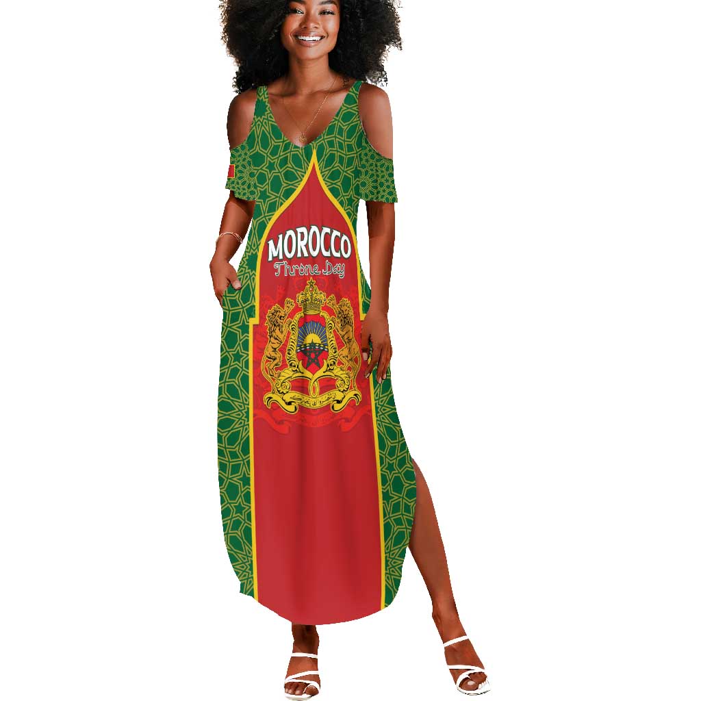 Personalized Morocco Fete du Trone Summer Maxi Dress King Lion