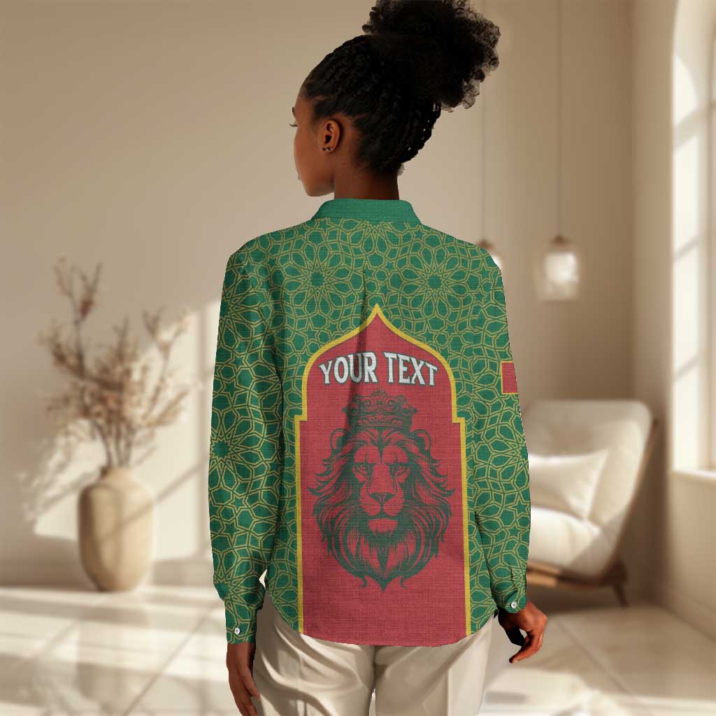 Personalized Morocco Fete du Trone Women Casual Shirt King Lion