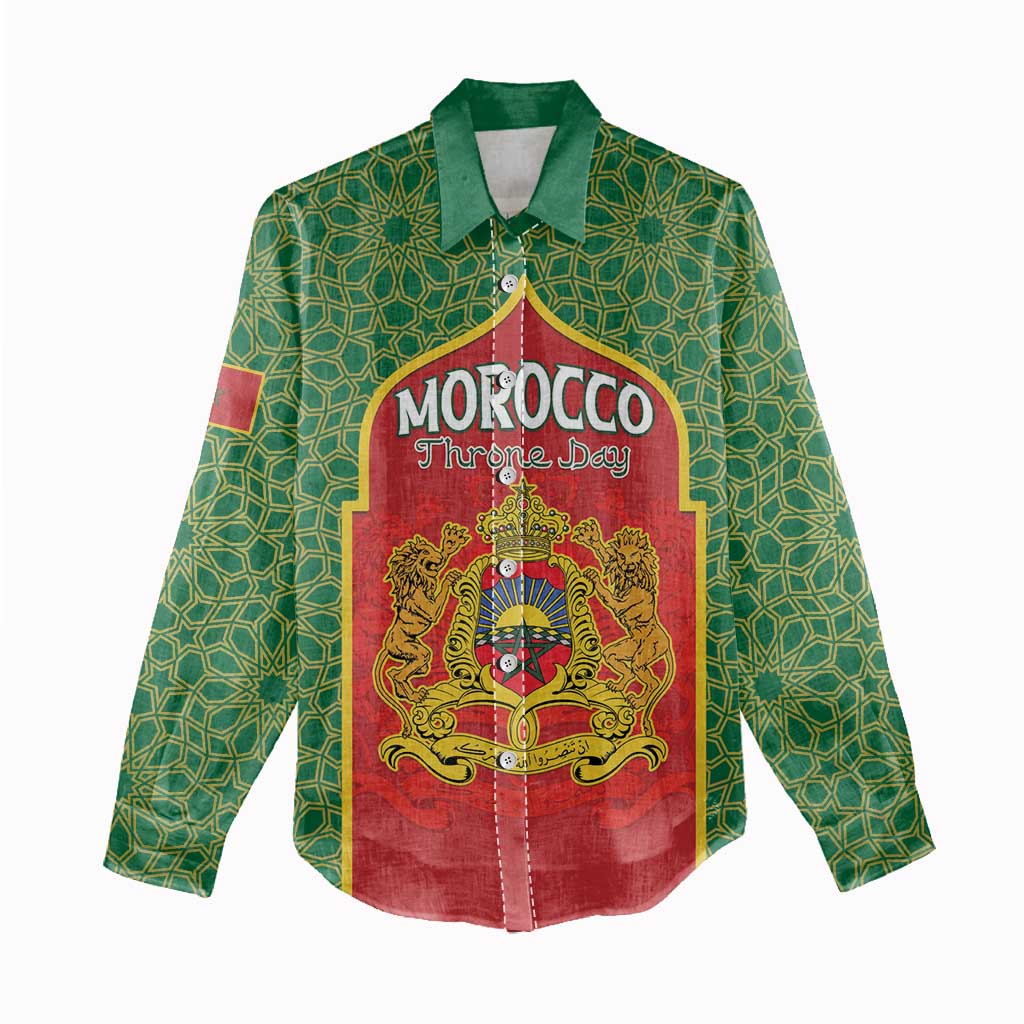 Personalized Morocco Fete du Trone Women Casual Shirt King Lion