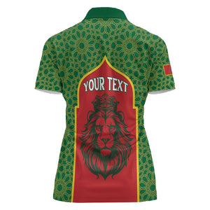 Personalized Morocco Fete du Trone Women Polo Shirt King Lion